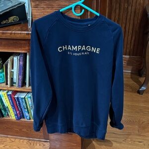 Navy Blue Sweatshirt with Gold Print
